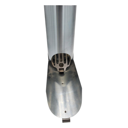 zbs24 downpipe flap 100mm in titanium zinc with leaf sieve, conical design for effortless installation