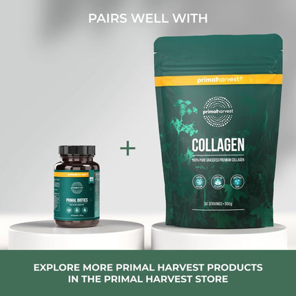 Primal Harvest ® Biotics - 30 Capsules - 15 Bacterial Strains - 80 Billion CFU + Inulin and Live Cultures - Laboratory Tested - Enteric-Coated Capsules