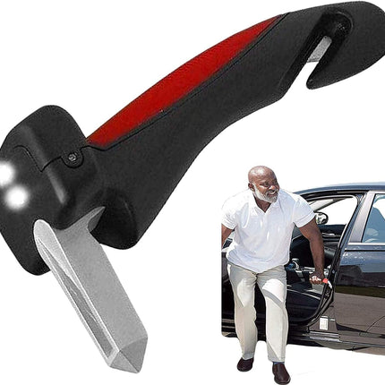 jiele Entry and Exit Aid Grab Handle, Mobility Aid for Cars, with Integrated LED Flashlight, Belt Cutter and Window Breaker, Car Cane
