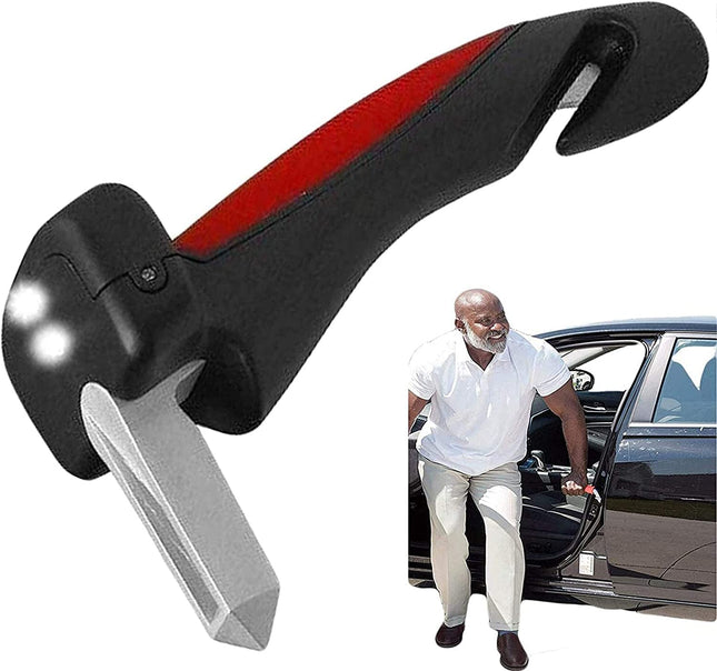jiele Entry and Exit Aid Grab Handle, Mobility Aid for Cars, with Integrated LED Flashlight, Belt Cutter and Window Breaker, Car Cane