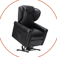 Sime LV-P2 ADJUSTABLE electric recliner chair, vertical, 2 motors, independently adjustable backrest, footrest 2 wheels, seat height 10 cm adjustable, leather, electric stand-up aid, black