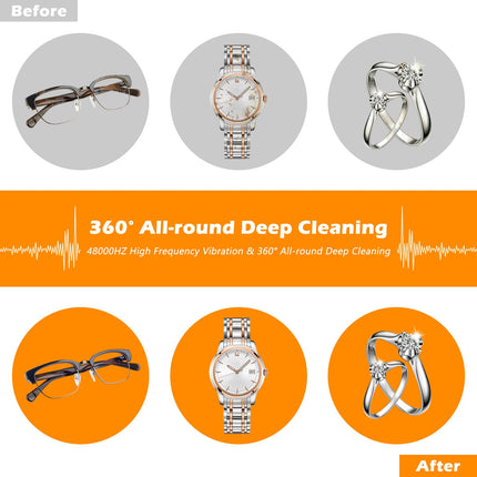 Ultrasonic cleaning device Ultrasonic cleaner Ultrasonic device KECOOLKE 750ml Sonic Cleaner with digital timer for glasses, rings, coins, finger rings, money