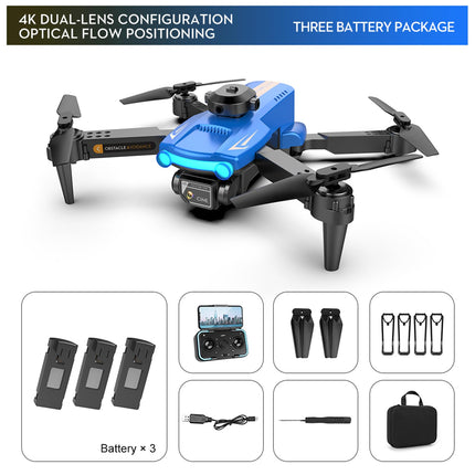 Goolsky LSRC XT2 Drone, Drone with Camera 4k Dual WIFI Optical Flow Positioning, 2.4GHz Obstacle Detection Quadcopter Drone for Beginners Blue 3 Batteries