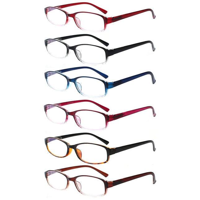 COJWIS 6 pack reading glasses blue light filter glasses for men and women, spring hinge reading aid, glare-free UV glasses (6 color mix, 2.75)