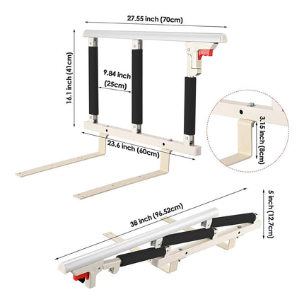 Swociro Foldable Bed Rail Safety Side Guard for Elderly, Adult Assist Handle Protective Railing Handicap Bed Railing Hospital, With Storage Bag (White, 70 * 40cm)
