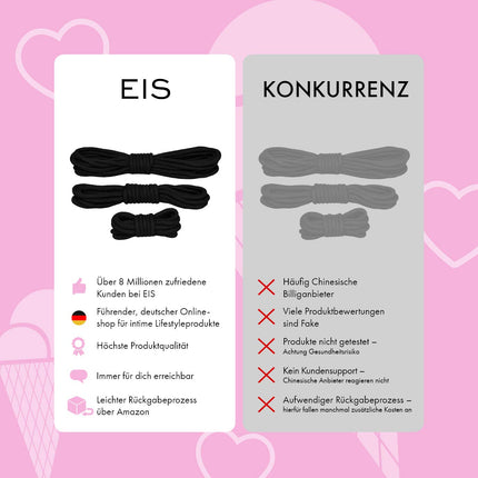 EIS Bondage Rope Set 3-Piece | BDSM Bondage Ropes for Couples | 3.5m &amp; 10m Lengths | Robust &amp; soft bondage ropes for sensual bondage games and erotic adventures | Black
