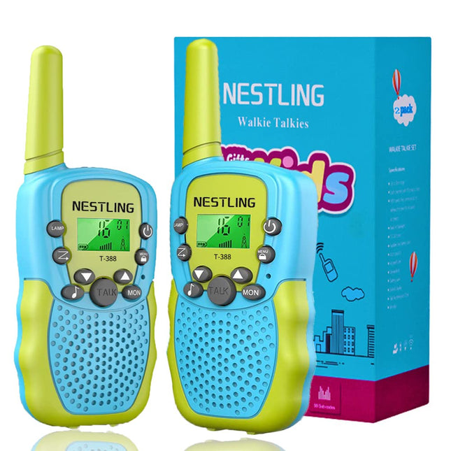 Nestling Walkie Talkies for Kids, 8 Channels 2-Way Radio Toy with Backlight, LCD Flashlight, 3KM Range for 3-12 Year Old Boys and Girls (Teal, 2 Pack)