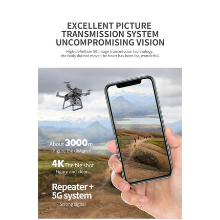 LUXWALLET Skyline² 5 GHz Professional Drone with True 4K Camera, GPS, Hanging Gimbal and Carrying Case, 30km/h-3km Distance, Black