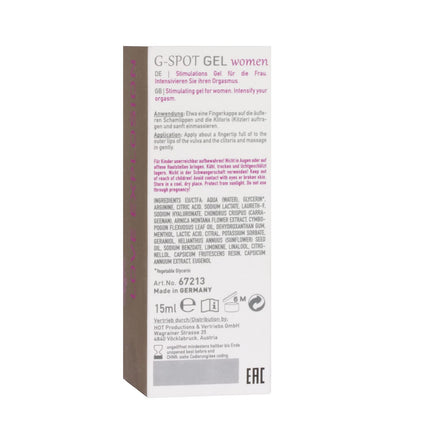 Shiatsu - Stimulating G-spot gel 15g for women Promotes orgasm, desire and passion, more moisture, woman's libido