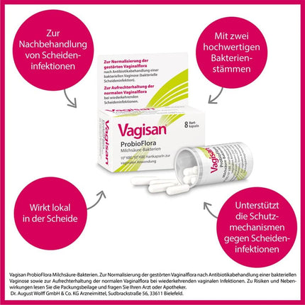 VAGISAN ProbioFlora Lactic Acid Bacteria Vaginal Capsules 8 pcs