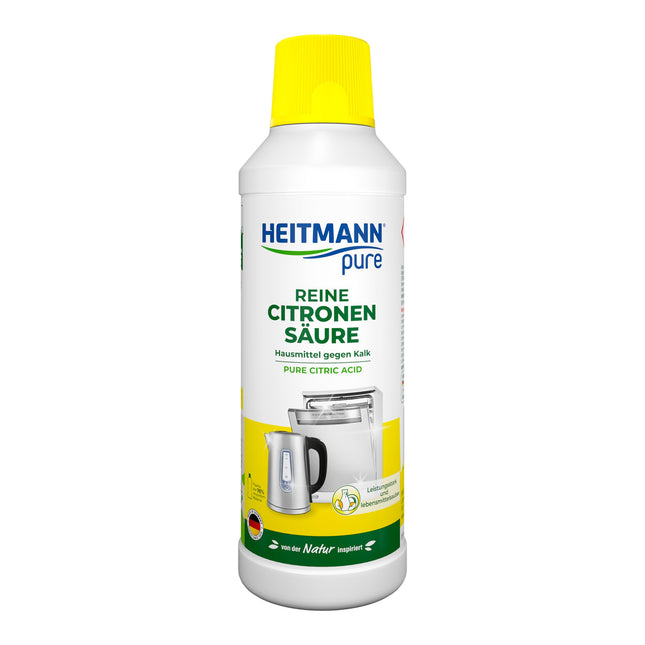 HEITMANN pure Citric Acid | Liquid organic descaler for kitchen &amp; bathroom | Effective against limescale deposits | 100% natural ingredients | Food-safe | 500 ml