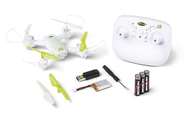 Carson 500507176 X4 Quadcopter 210 2.4GHz 100% RTF - 100% ready to fly, remote-controlled, RC quadcopter, including batteries and remote control, quadcopter for children, black, red