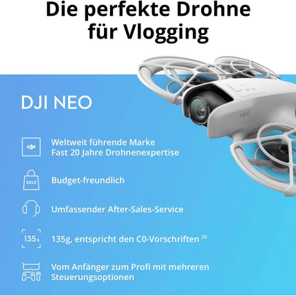 DJI Neo Fly More Combo with Versatile Accessories, Mini Drone with 4K Camera, 135g Self-Flying Drone, Follow Me Function, Hand Launch, AI Subject Tracking, with RC-N3 and 3 Batteries