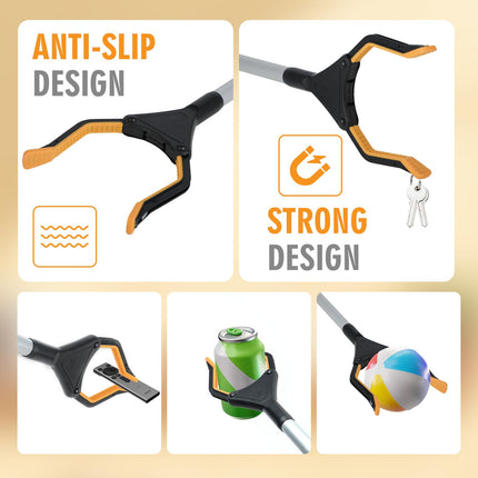 81cm Grabber for Seniors – Folding Grabber with Magnetic Grabber Arm – 360° Rotatable Garbage Picker Grabber – Non-Slip Rubber Grabber – Ergonomic Grabber for Seniors
