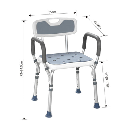 Akriva Comfort Shower Seat with Backrest - Height-Adjustable Bath Stool - Non-Slip Shower Seat - Shower Stool with Shower Head Holder (Comfort Plus)
