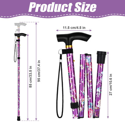 Flintronic Folding Walking Stick, All-Terrain Walking Stick, 5-Level Height Adjustable Walking Stick, Lightweight Portable Walking Stick for Men and Women, Unisex Walking Stick