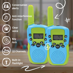 Maxlife Walkie Talkie Kids Blue-Green MXWT-200 - Secure 8 Channels - Walkie Talkie Set of 2 - Long-Range Walkie Talkie - Outdoor Games for Kids - Toys for Ages 3 and Up - Gifts for Kids