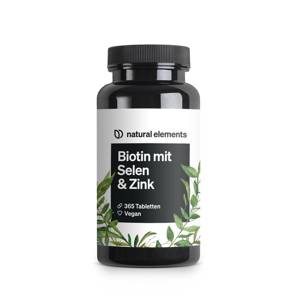 Biotin + Selenium + Zinc for skin, hair &amp; nails - 365 vegan tablets - Without magnesium stearate, laboratory-tested &amp; produced in Germany