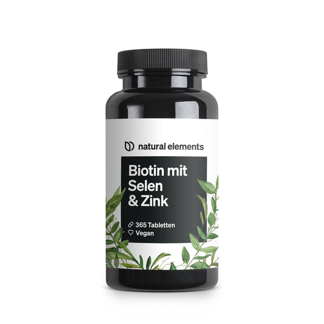 Biotin + Selenium + Zinc for skin, hair &amp; nails - 365 vegan tablets - Without magnesium stearate, laboratory-tested &amp; produced in Germany