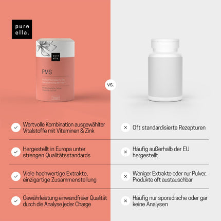 Pure Ella Vital Nutrient Complex for Women - Contains chasteberry, lady's mantle, saffron, vitamin C, B6 &amp; zinc - For the period before menstruation - Natural, hormone-free, vegan - 60 Capsules