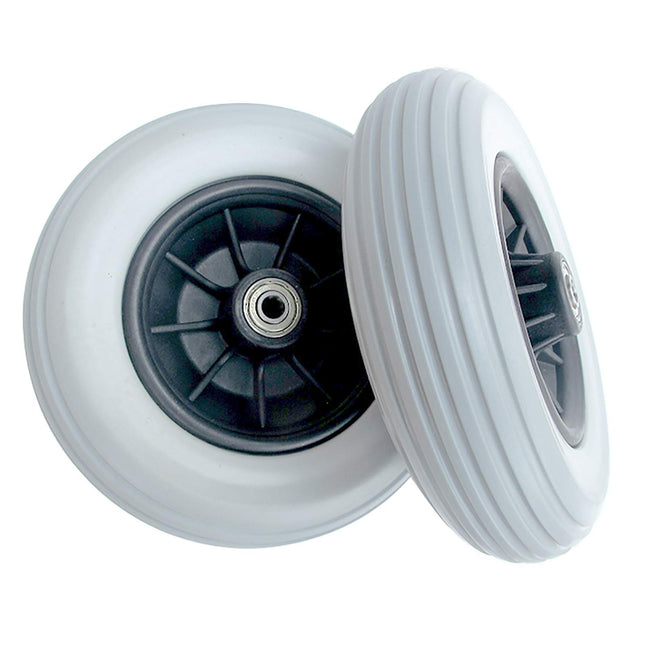 1 Pair of Wheelchair Wheels Front Small Wheels Wear-resistant Solid Tire 20 cm (8 inches), For Replacement of Wheelchair Walking Aid Gray