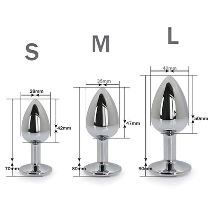 3 Pieces Small Medium Large Metal Anal Plug Set with Crystal Diamond Sex Toy, Butt Plug Anal Butt Plug, for Women Men Couples Beginners for Women Men Plug Metal Set (Dark Purple)