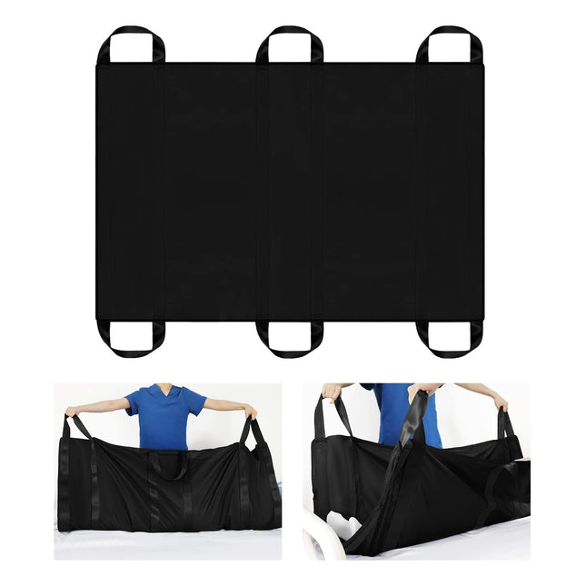 LOSCHEN Positioning Pad for Patient Transfer, Patient Transfer Board with Handles, Suitable for Overweight People, Elderly People and Patients (Black 100 * 147cm)