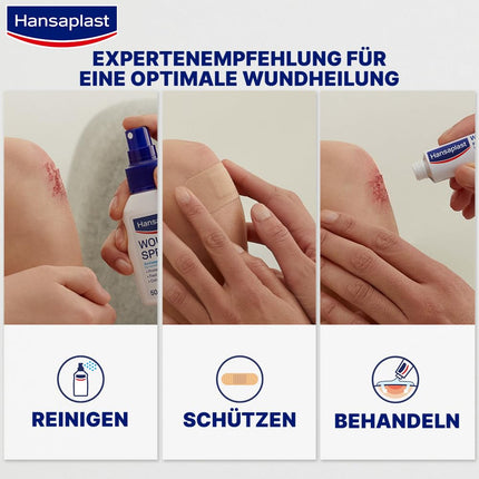 Hansaplast Wound Spray (50 ml), for antiseptic wound cleansing by mechanical rinsing, spray protects against wound infections, colorless and particularly skin-friendly