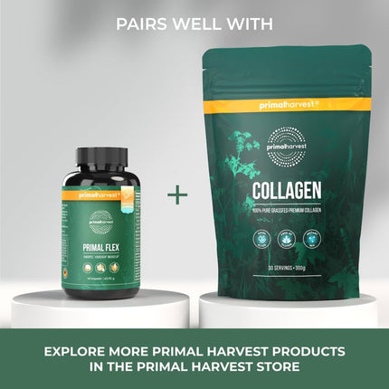 Primal Harvest® Joint Active Plus - 60 high-dose &amp; laboratory-tested capsules with magnesium and vitamin C - hyaluronic acid, collagen