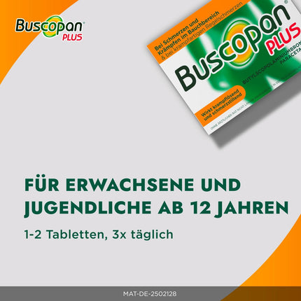 Buscopan PLUS tablets with paracetamol for abdominal pain | 2 x 20 tablets | quickly relieve severe abdominal pain and cramps | gastrointestinal disorders, period pain, stomach cramps, and cystitis