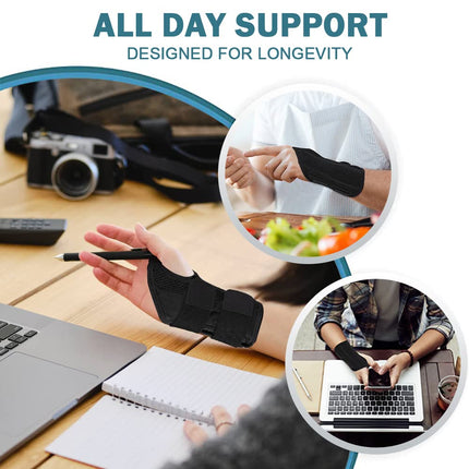 HMCEY Wrist Splint Carpal Tunnel Syndrome Splint Wrist Bandages Wrist Support Carpal Tunnel Wrist Support for Sprains, RSI and Tendonitis (S/M Right, Black)