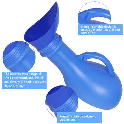 Urinal Toilet Portable, Unisex Urinal Bottles 1L Leak-proof Urine Bottle with Screw Cap and Female Urine Attachment Travel Urine Container Wee Potty for Men and Women