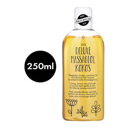 ICE Deluxe Massage Oil | Erotic massage oil for sensual moments | Erotic wellness &amp; massage with coconut aroma | Intimate body oil for partner massages &amp; foreplay | Relaxing &amp; warming | 250 ml