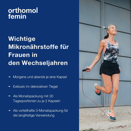 Orthomol Femin - Micronutrients for women during menopause - with biotin, selenium, zinc, evening primrose oil, coenzyme Q10, 90 daily servings