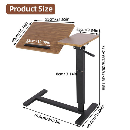 FATIVO Side Table Height Adjustable Overbed Table Foldable: 73.5-97 cm Nursing Table with Wheels Laptop Table with Tilting Desktop - Hospital Table Sofa Table for Living Room Bedroom 97x75.5x40.8 cm