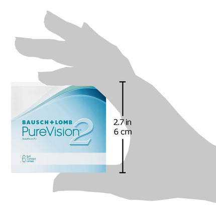 Bausch + Lomb PureVision 2 monthly lenses, very thin spherical contact lenses, soft, 6 pieces / BC 8.6 mm / DIA 14 / -2.50 diopters