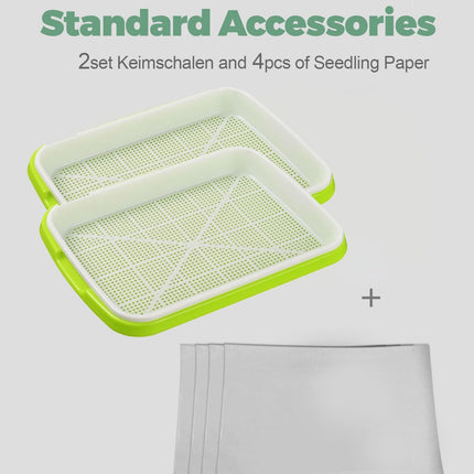 T TAKONE Set of 2 cress growing trays, 32 cm, large sprouting trays. Ideal sprouting box for sprouting seeds. Growing starter set for sprouts, microgreens, and watercress.