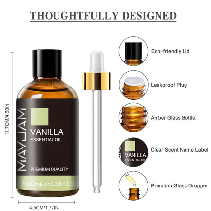 MAYJAM Vanilla Essential Oil 100ML, Vanilla Oil for Diffuser, Humidifier, DIY, Home, Wardrobes