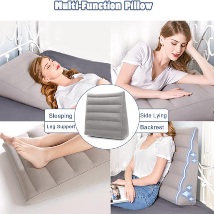 MShengM Inflatable Wedge Pillow - Lightweight and Portable Travel Wedge Pillow for Sleeping, Reading, Post-Surgery and Leg Elevation, Triangular Pillow with Washable Cover, Sleeping Wedge Pillow