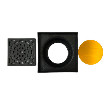 Powermat drainage drain soakaway for HAT KG pipes, DN 110, vertical outlet made of polypropylene (PP), yellow, round, 1000 mm long, 150 mm wide, 1000 mm high, walkable and drivable