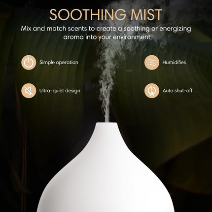 SALKING Aroma Diffuser, 100ml Small Ultrasonic Aromatherapy Diffuser for Essential Oils, with Automatic Shut-Off Function, Warm White Light, White Wood Grain Diffuser for Home, Office, or Yoga