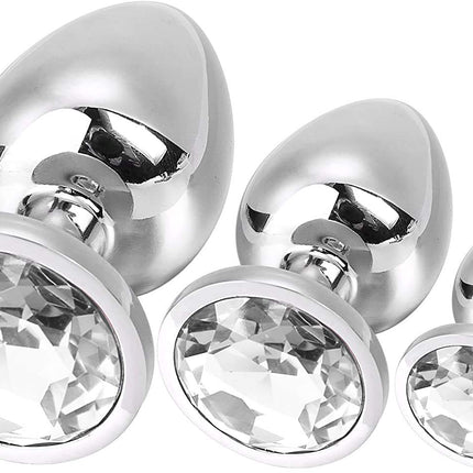 Greenpinecone Small Medium Large Metal Anal Plug Set Buttplug Anal Butt Plug with Crystal Diamond