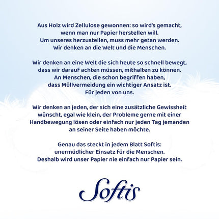 Softis 4-ply toilet paper - 45 roll pack (5 x 9 individual packs), 100 sheets per roll, Unique soft chamber system, Recyclable packaging, FSC-certified paper