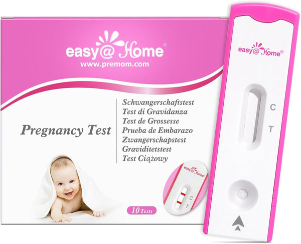 Easy@Home 10 x Pregnancy Test Early Test: Early detection with high sensitivity 10 mIU/ml Fast and reliable HCG test cassette for precise results
