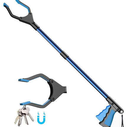 YAUNGEL Foldable Grabber, Grabber for Seniors, Garbage Picker, Long 81cm Grabber Stick with Strong Grip, Magnetic Tip, Lightweight 90° Rotatable Head for Garbage/Litter Picker, Hand Grabber (Blue)