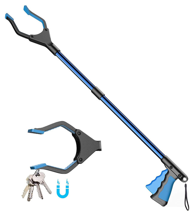 YAUNGEL Foldable Grabber, Grabber for Seniors, Garbage Picker, Long 81cm Grabber Stick with Strong Grip, Magnetic Tip, Lightweight 90° Rotatable Head for Garbage/Litter Picker, Hand Grabber (Blue)