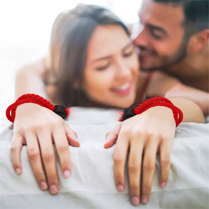 2 Bondage Rope Set for Wrists and Ankles, Adjustable BDSM Restraints and Bondage Rope, BDSM Restraints Hand and Foot Handcuffs for Couples (Red)