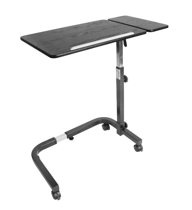 KMINA - Overbed table on castors, height-adjustable, hospital bed side table, nursing bed, bed with castors, black