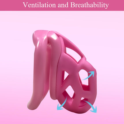 7.0 Cobra Penis Cage, 3D Chastity Cage Male Cock Cage, with Mini Lock &amp; 4 Arc Testicle Rings Penis Ring, Chastity Cage for Men, Chastity Belt for Men, BDSM Sex Toy for Men (Pink, M)