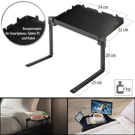 Carlo Milano Smartphone Tray: Set of 2 foldable bedside trays, 34 x 22 cm, load capacity up to 3 kg, black (tray table, breakfast tray, iPhone charging cable)